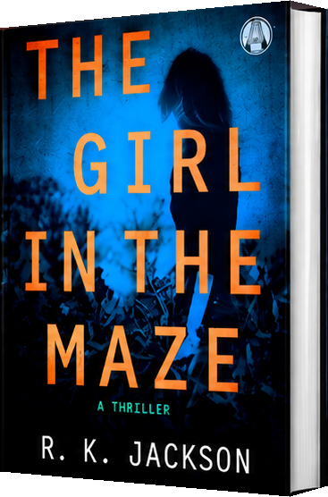 The Girl in the Maze by R.K. Jackson, shown as a three-dimensional book